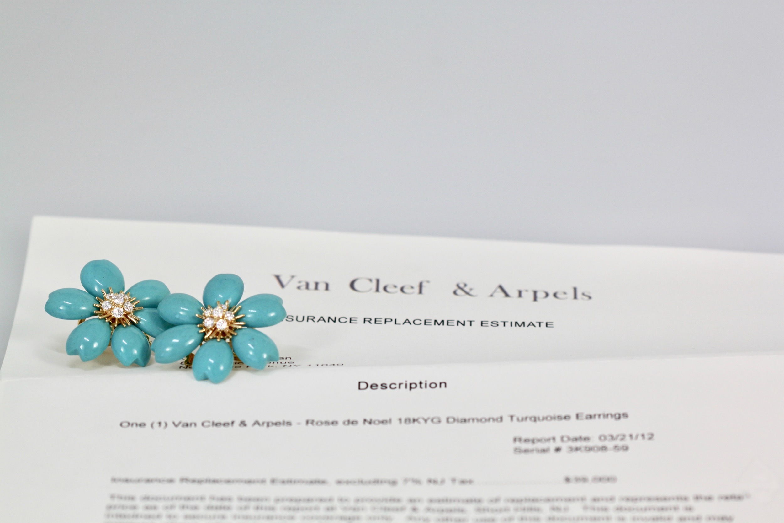 Van Cleef and Arpels Rose de Noel Turquoise Earrings #2