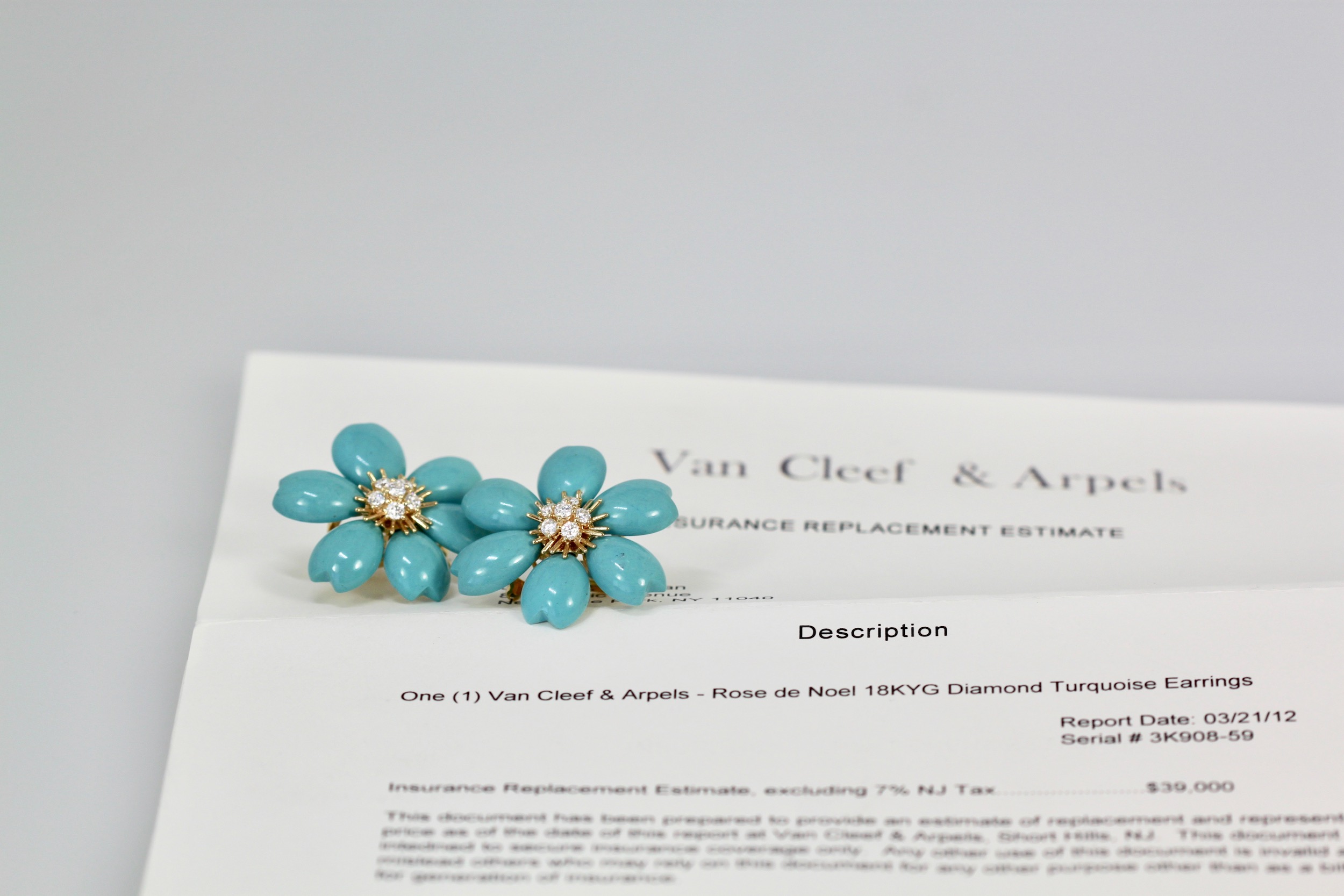 Van Cleef and Arpels Rose de Noel Turquoise Earrings #8