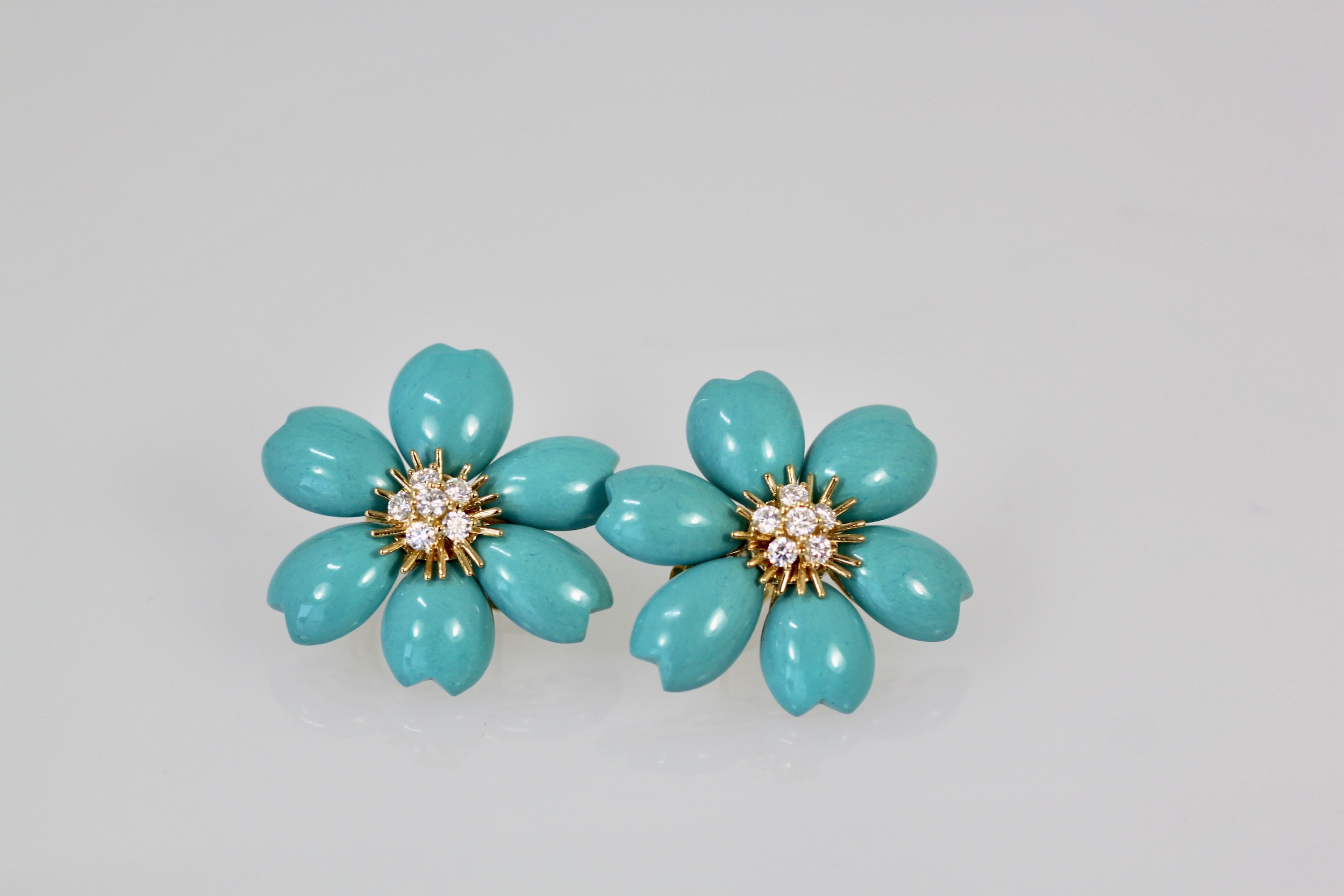 Van Cleef and Arpels Rose de Noel Turquoise Earrings #7