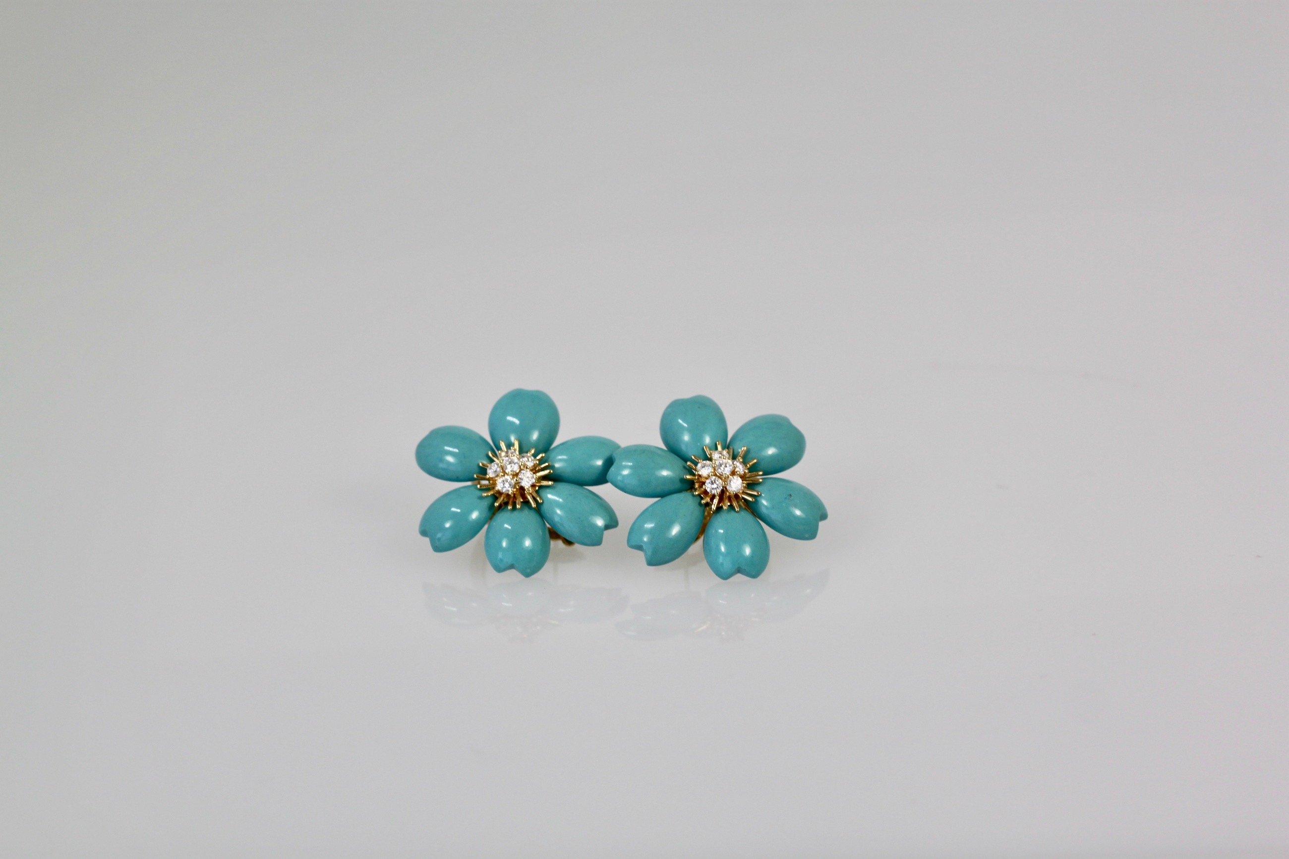 Van Cleef and Arpels Rose de Noel Turquoise Earrings #3