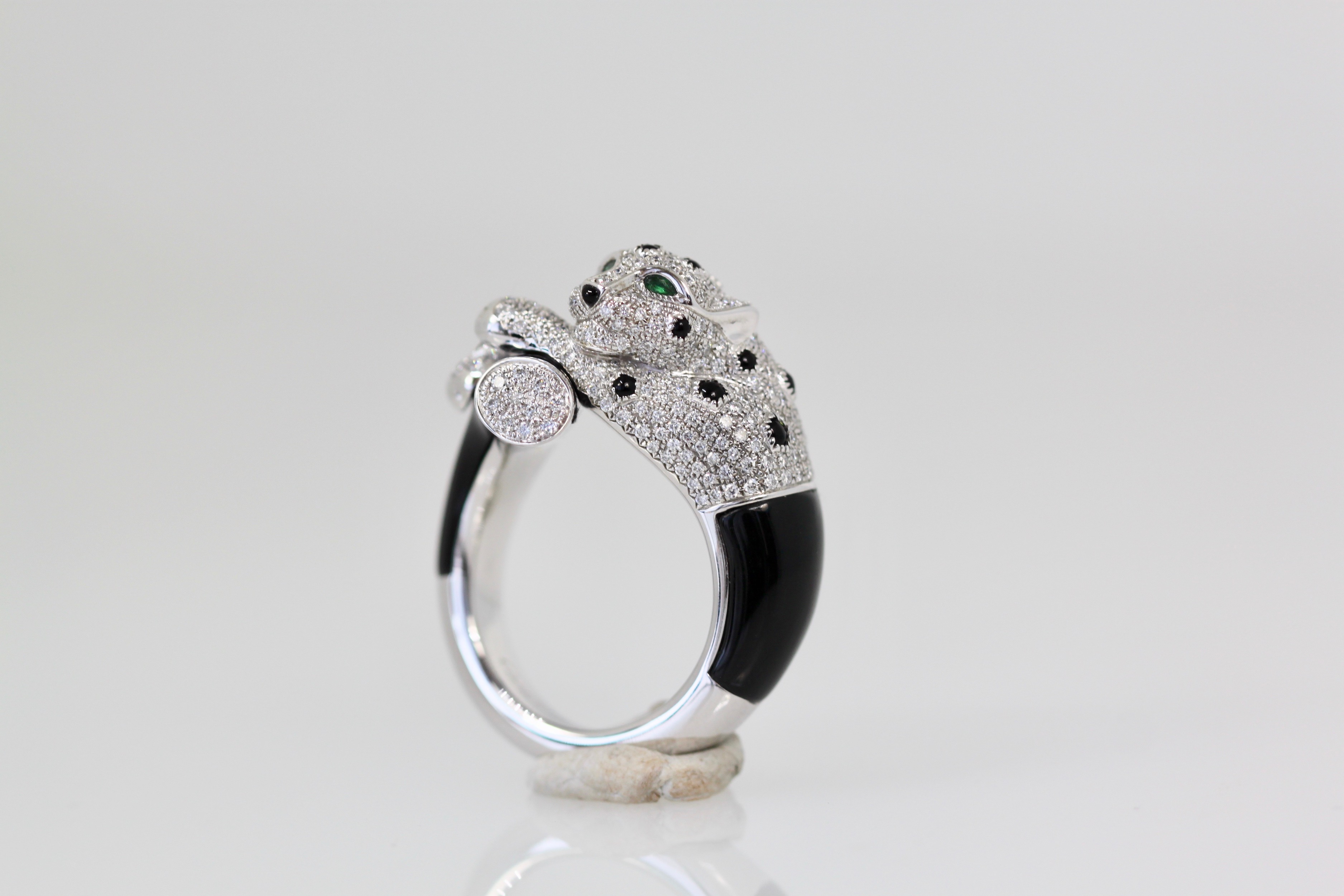 Cartier Panthere Diamond, Emeralds, Onyx, Ring size 62 #9