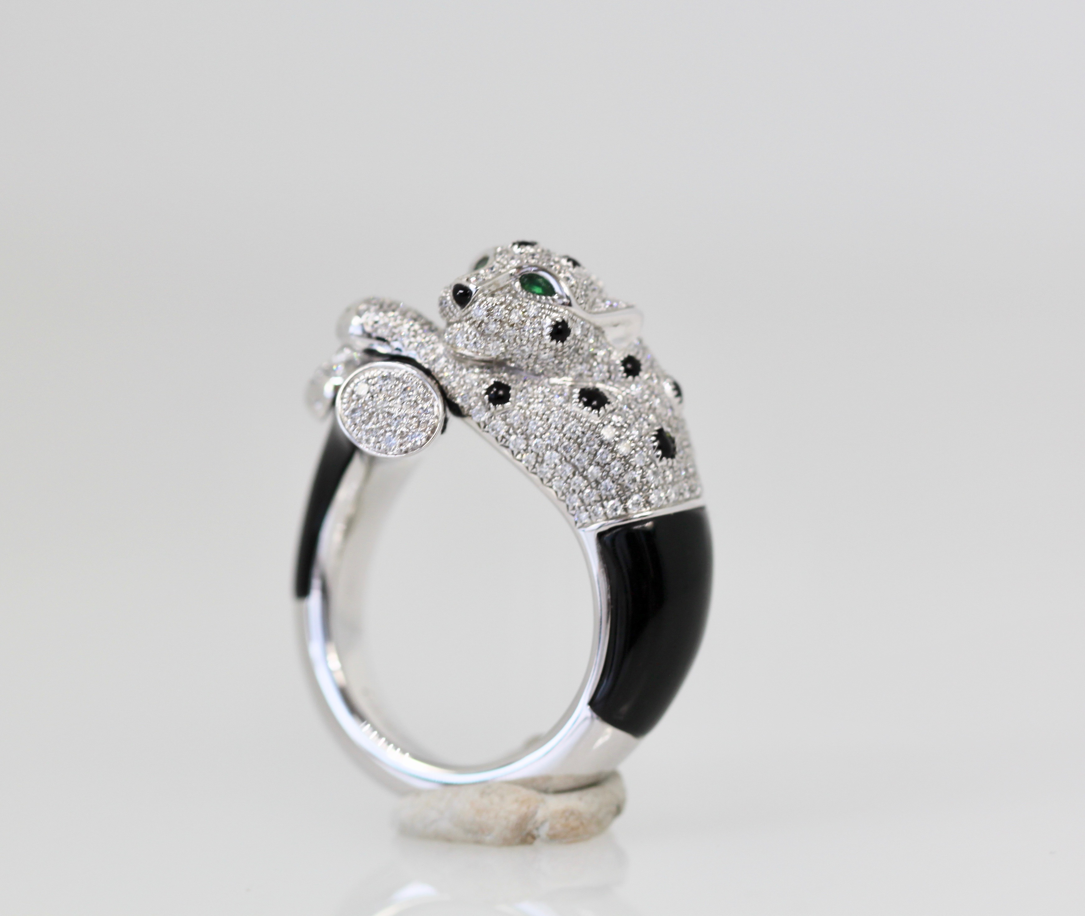 Cartier Panthere Diamond, Emeralds, Onyx, Ring size 62 #4