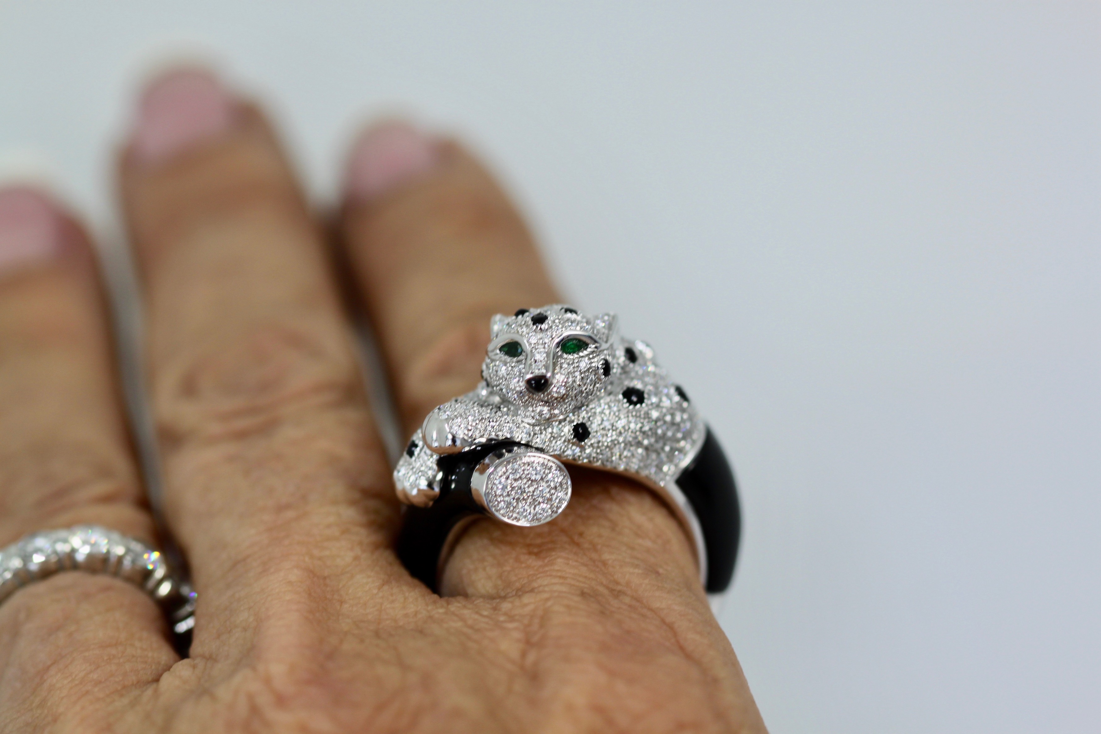 Cartier Panthere Diamond, Emeralds, Onyx, Ring size 62 #11