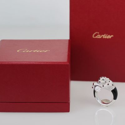 Cartier Panthere Diamond, Emeralds, Onyx, Ring size 62