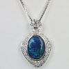 Black Opal Platinum Diamond Pendant - detail