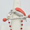 Platinum Diamond Coral Pearl Parrot Brooch on Bar Branch #8