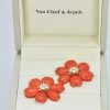 Rose de Noel Coral Diamond Earrings - in box