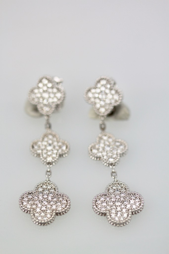 Van Cleef & Arpels Magic Alhambra Diamond 3 Clover Earrings – Cris Notti  Jewels