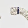 Platinum Deco Sapphire Emerald Diamond Crescent Brooch-2