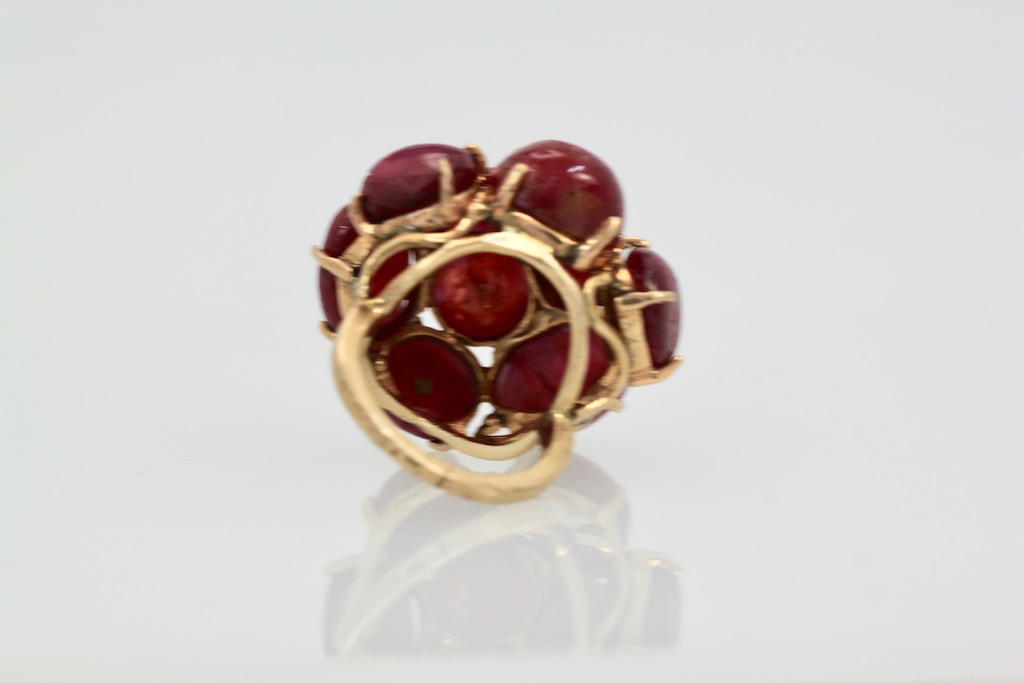 Huge Ruby Cabochon 14K Yellow Gold Ring back