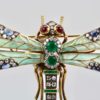 Plique à Jour Huge Diamond Gemstone Dragonfly Brooch 18 Karat #3