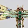 Plique à Jour Huge Diamond Gemstone Dragonfly Brooch 18 Karat #4