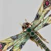 Plique à Jour Huge Diamond Gemstone Dragonfly Brooch 18 Karat #7