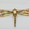 Plique à Jour Huge Diamond Gemstone Dragonfly Brooch 18 Karat #8