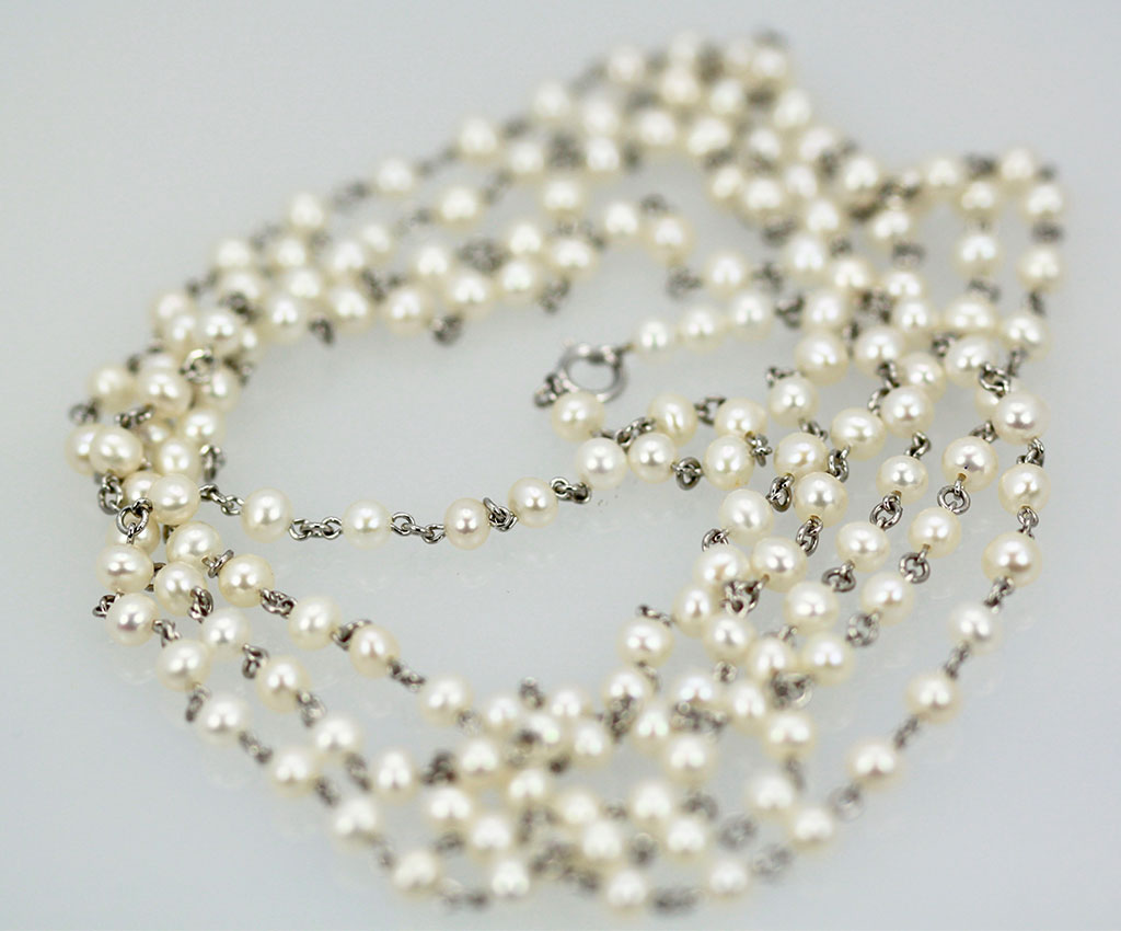 Platinum Seed Pearl Necklace #2