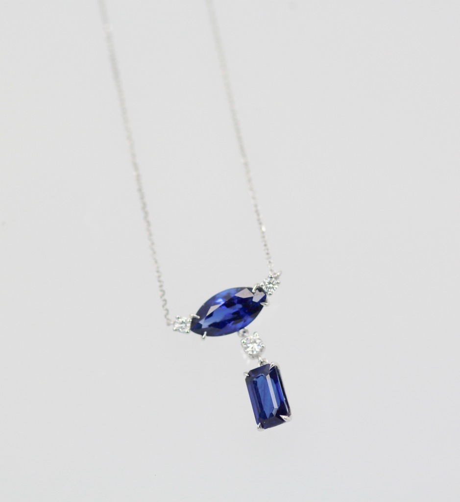 Double Sapphire Diamond Necklace #4