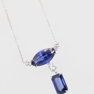 Double Sapphire Diamond Necklace