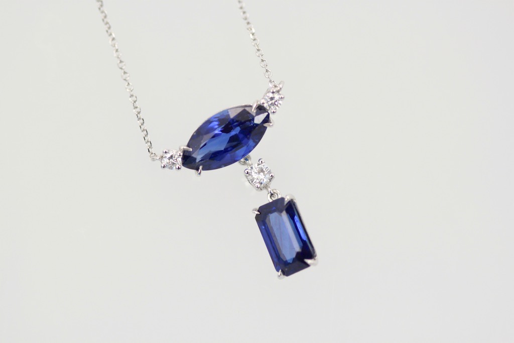 Double Sapphire Diamond Necklace #7