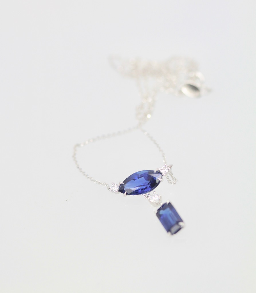 Double Sapphire Diamond Necklace #3