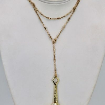 Vintage 14K Long Necklace with Folding Eyeglasses on Chain with Details