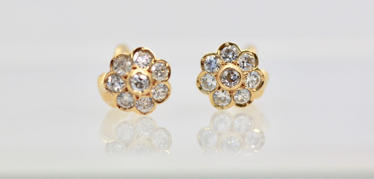 Diamond Flower Earrings 2 Carats 18K – set