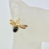 Sapphire Cabochon Fly, Bee, Insect Earrings 18K on ear