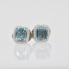 Aquamarine Earrings with a Diamond Surround