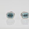 Aquamarine Earrings with a Diamond Surround #2