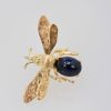 Sapphire Cabochon Fly, Bee, Insect Earrings 18K close up