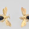 Sapphire Cabochon Fly, Bee, Insect Earrings 18K pair #5