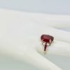 Ruby Diamond Ring with Deco Mount 14K side on finger #4