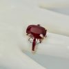 Ruby Diamond Ring with Deco Mount 14K on finger