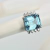 Aquamarine Ring with Diamond side stones #9