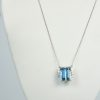 Aquamarine Diamond 14K white Gold Necklace #4