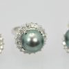 Tahitian South Seas Black Pearl Earrings and ring with Diamond Surround