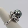 Tahitian South Seas Black Pearl Ring with Diamond surround left side