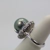 Tahitian South Seas Black Pearl Ring with Diamond surround bottom side