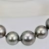 Tahitian South Seas Black Pearl Necklace with Diamond Deco Plaque extreme close up