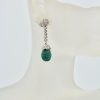 Emerald Fluted Ribbed Diamond Drop Earrings - on model #3