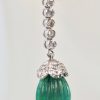 Emerald Fluted Ribbed Diamond Drop Earrings - single hanging #2