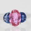 Three-Stone Ring in Pink and Blue Sapphires - detail