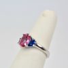 Three-Stone Ring in Pink and Blue Sapphires - side view