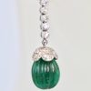 Emerald Fluted Ribbed Diamond Drop Earrings - hanging