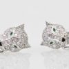 Cartier Diamond Panthere Earrings - on sides