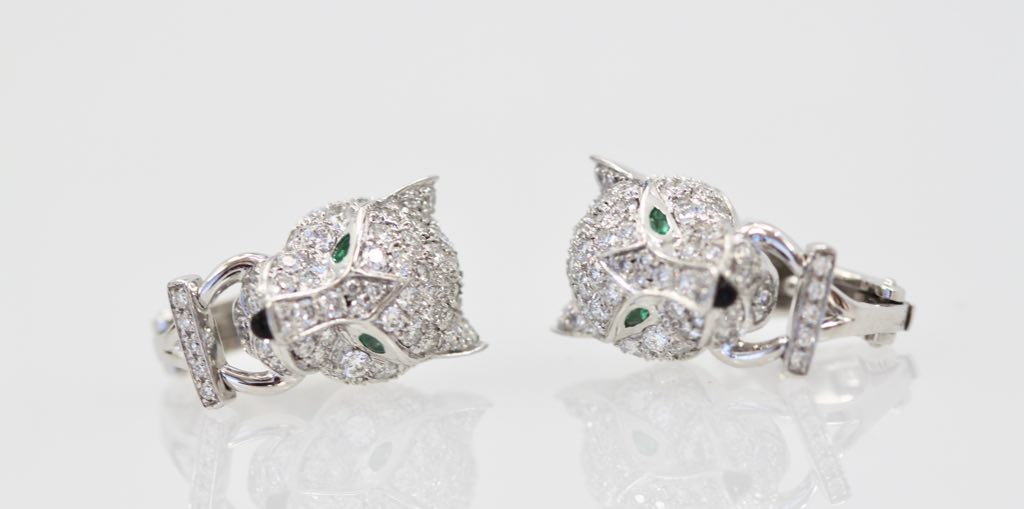 Cartier Diamond Panthere Earrings – on sides