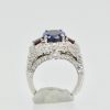 Sapphire Ruby Diamond Ring - bottom view on stand