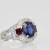 Sapphire Ruby Diamond Ring - close up