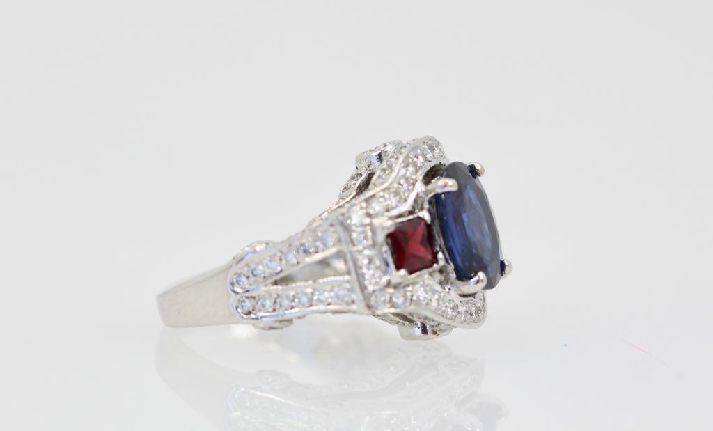 Sapphire Ruby Diamond Ring – right side