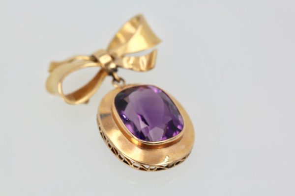 Vintage Amethyst Rose Gold Pendant - angle