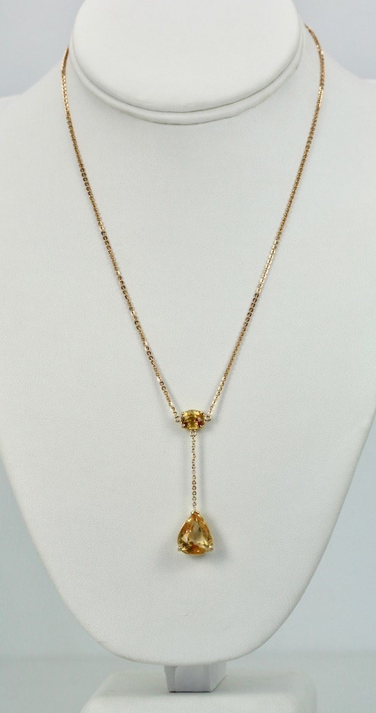 Citrine Double Drop Necklace in 18K Gold